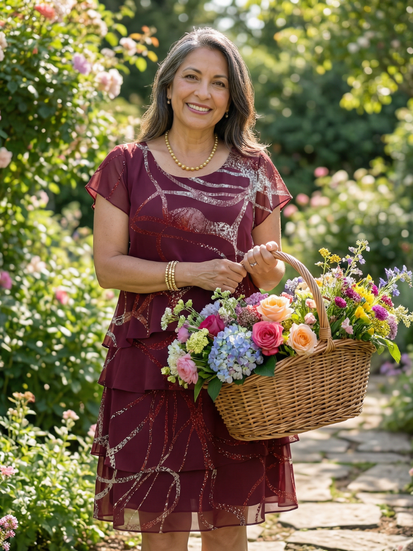 Alani | Composed Abstract Knee Length Dress