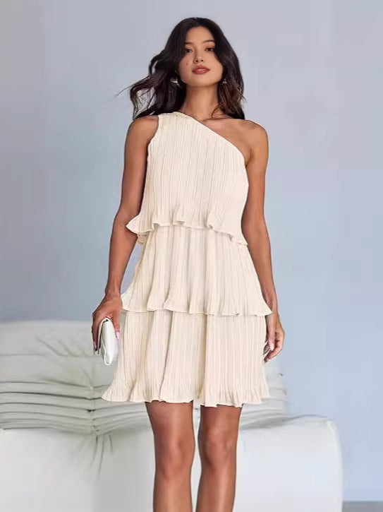 Evelia | Asymmetrical Layered Chiffon Midi Dress