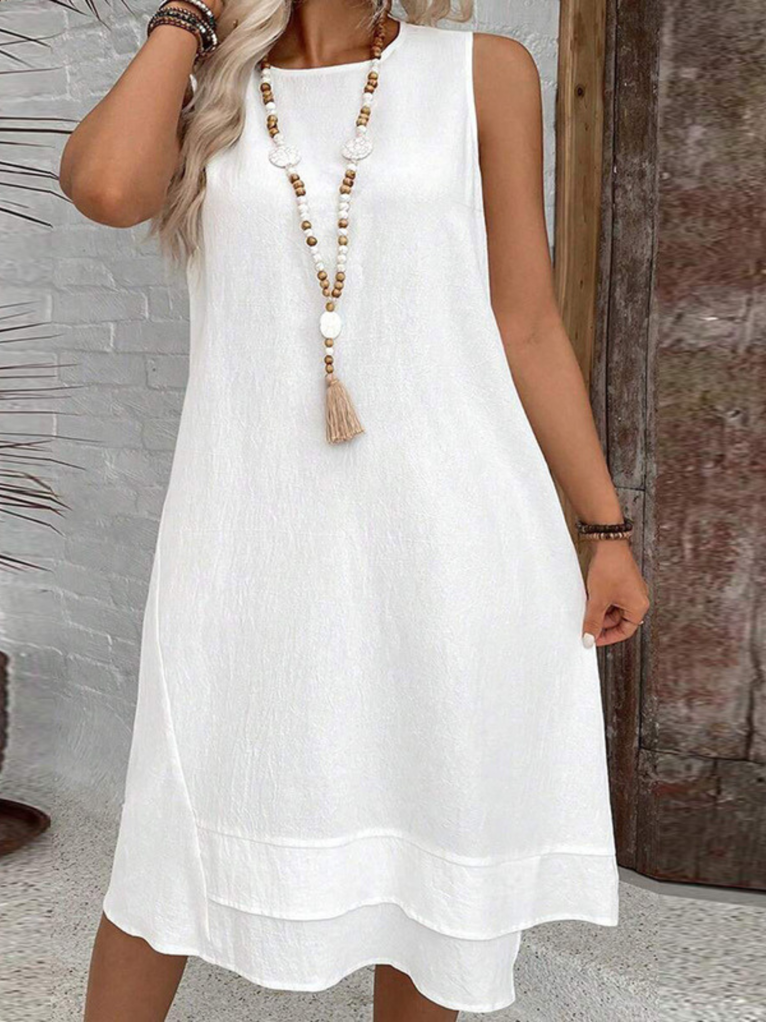 Isabeau | Lightweight Cotton-Blend Sleeveless Midi Dress