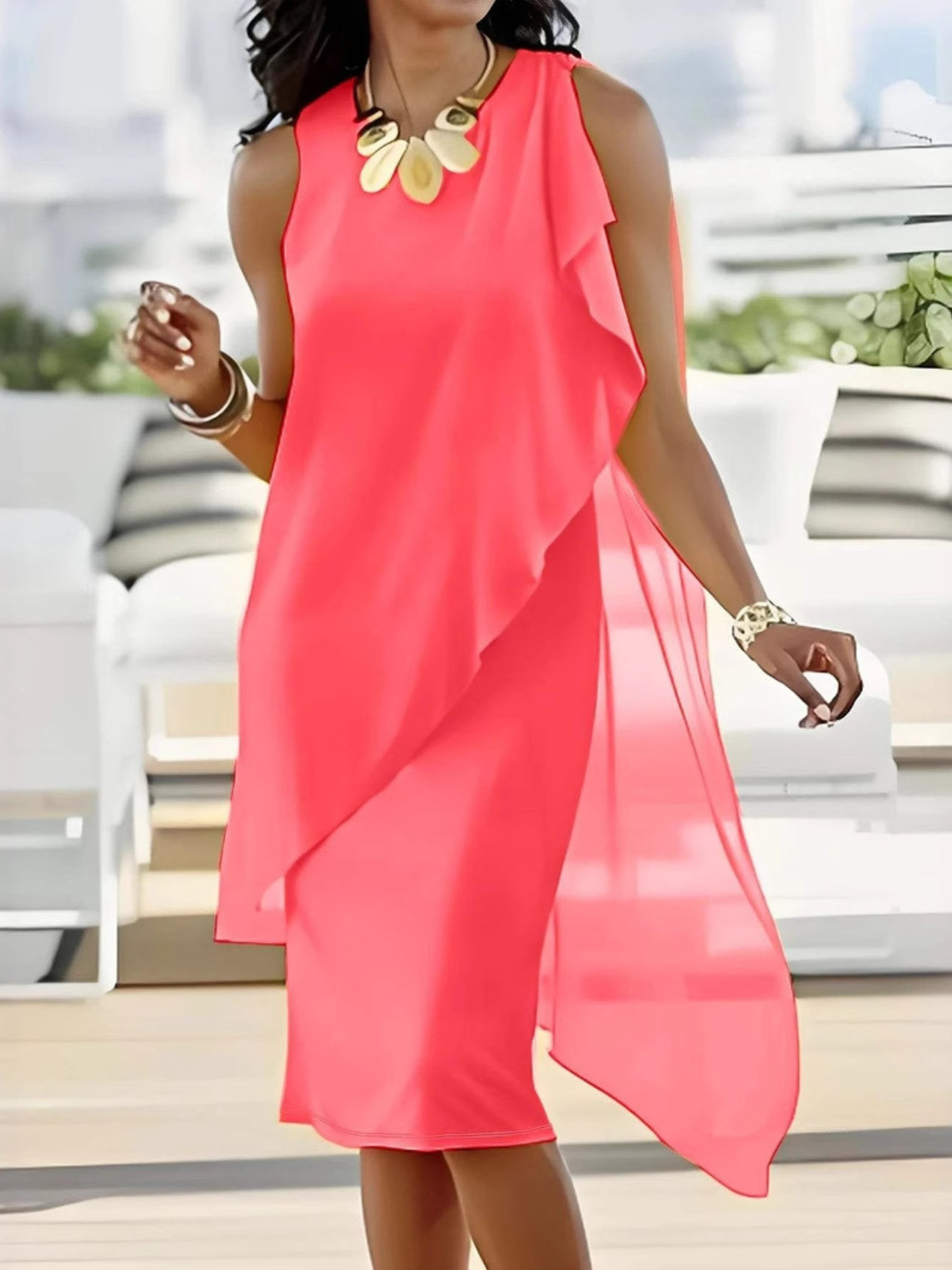 Amélie | Asymmetric Chiffon Dress