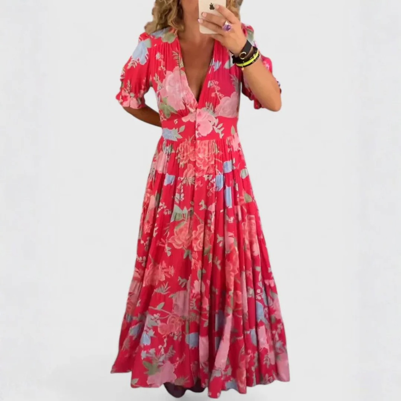 Minelda | Elegant Floral V-neck Dress