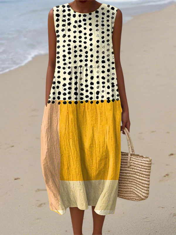 Leah™ Polka Colorblock Midi Dress