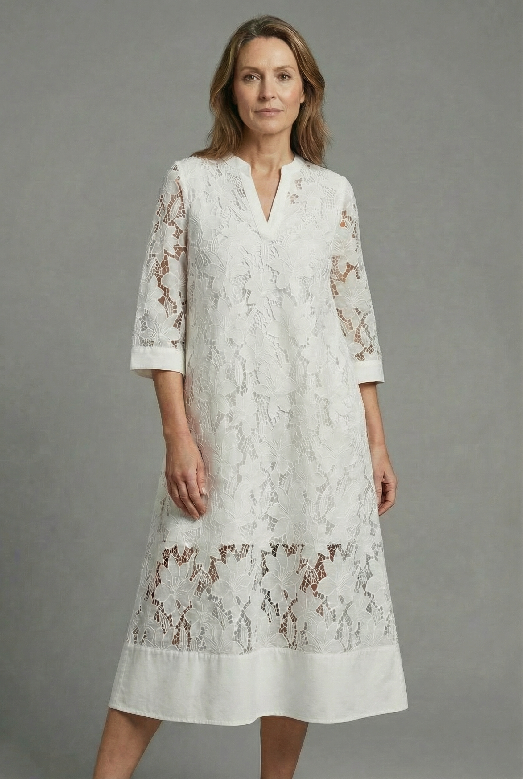 Josephine | Embroidered Lace Midi Dress